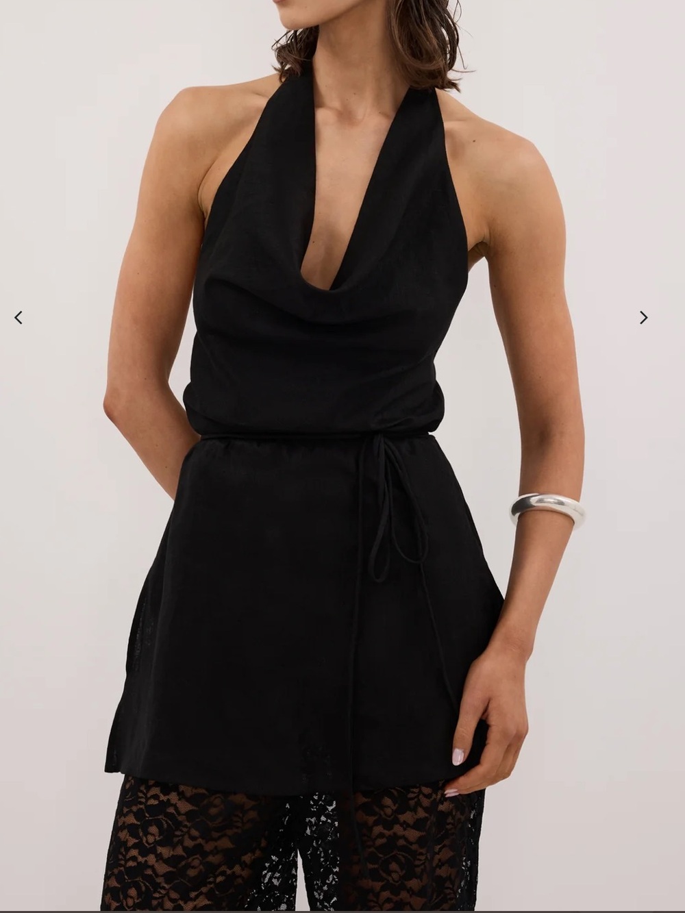 DISSH Haylee Black Sleeveless Linen Cowl Top - NWT - US size 6
